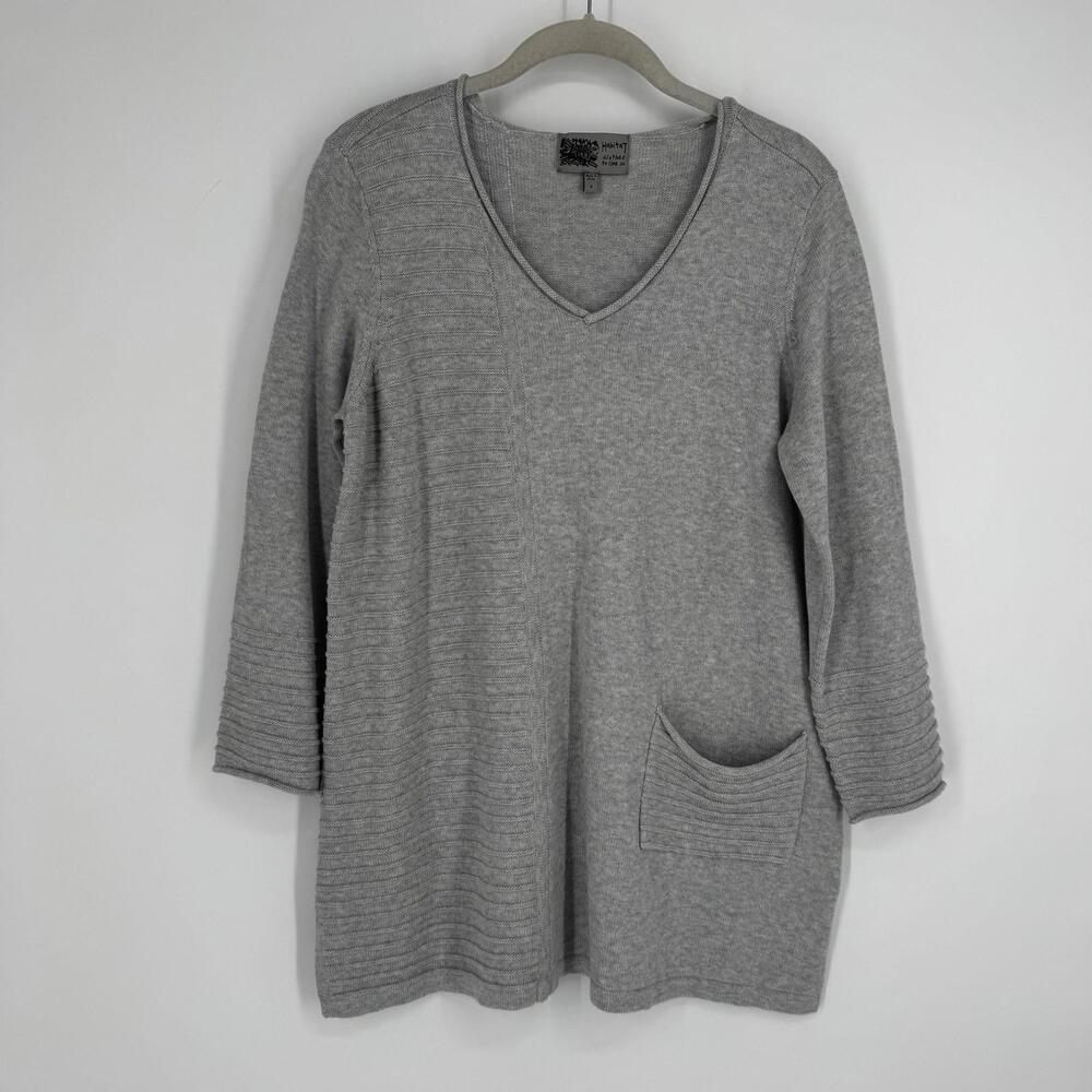 Habitat sweater womens small S ribbed knit tunic v-neck minimalist winter office